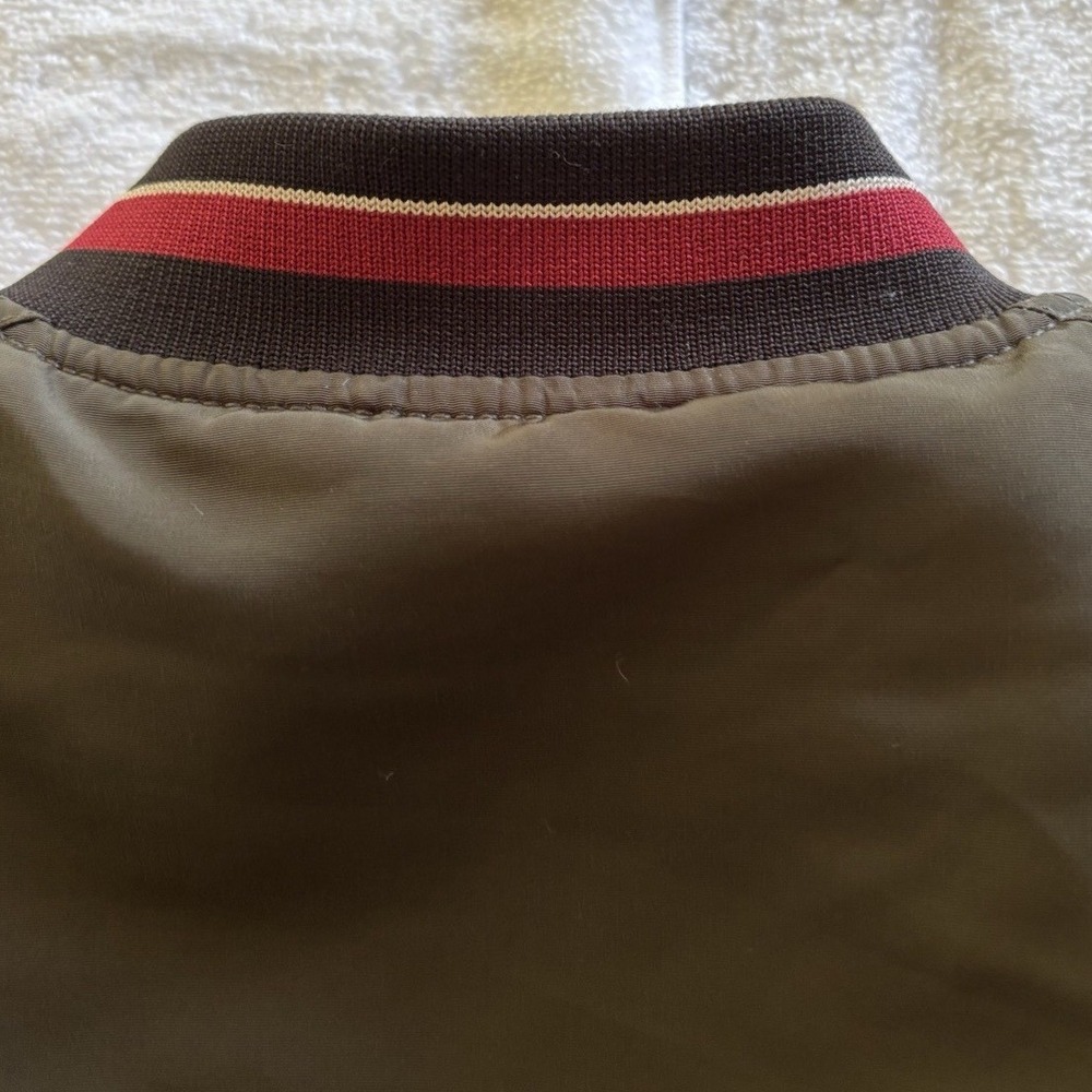 H&M Divided Bomber Jacket Womens 12 Olive Green Tiger Patch Varsity Streetwear - Picture 13 of 16